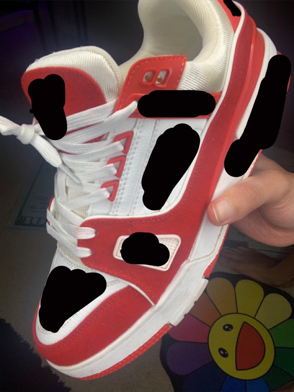 Men's White and Red Low-Top Sneakers - Casual Comfort